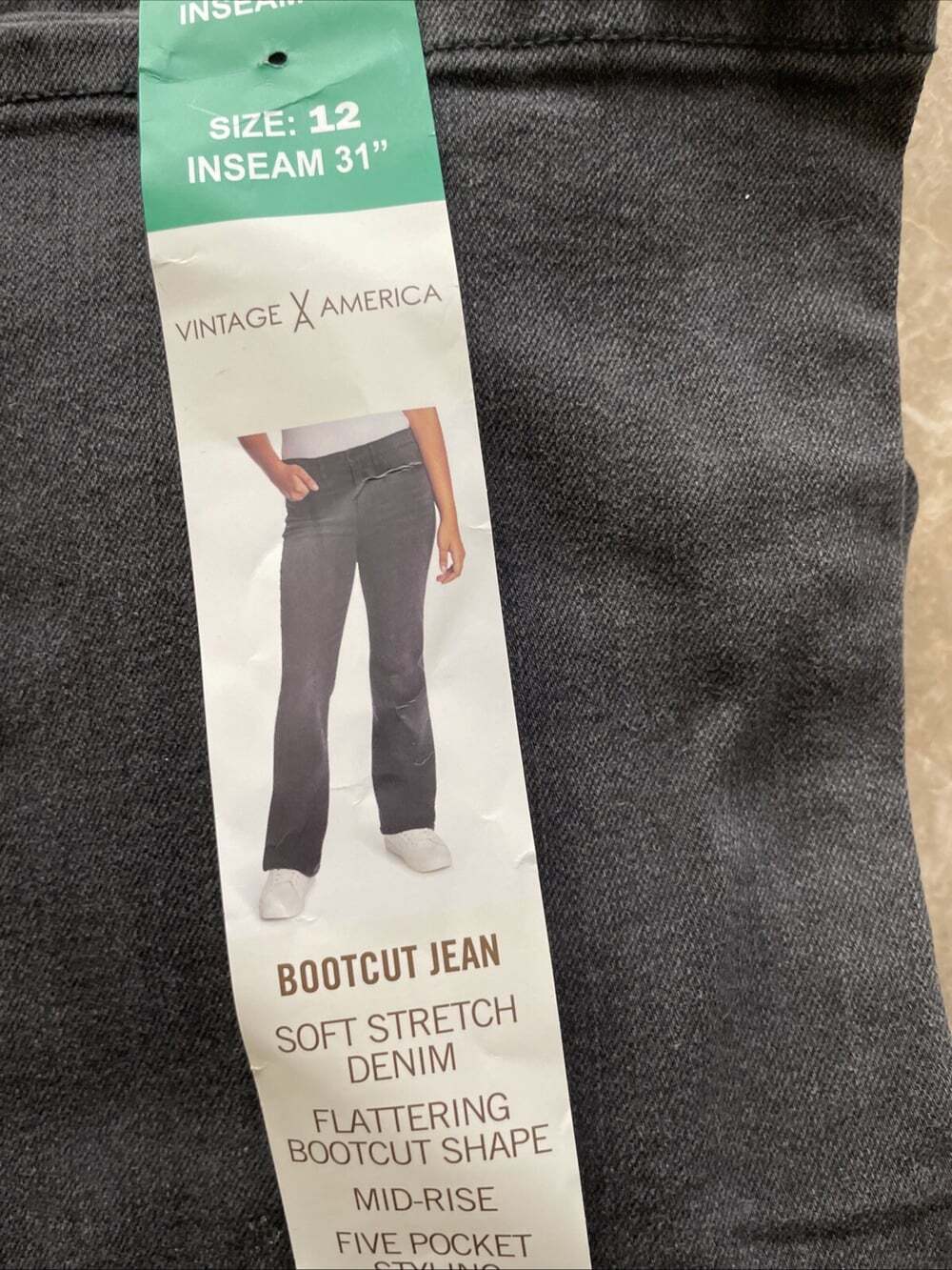 Vintage X America Boot Cut Soft Stretch Denim Size 12 Black
